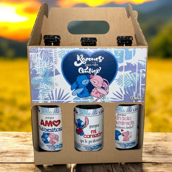 Pack 6 Cervezas "Razones por las que Te Quiero" Stich & Angel