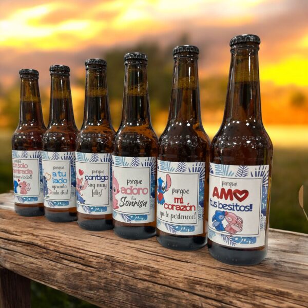 Pack 6 Cervezas "Razones por las que Te Quiero" Stich & Angel - Imagen 2